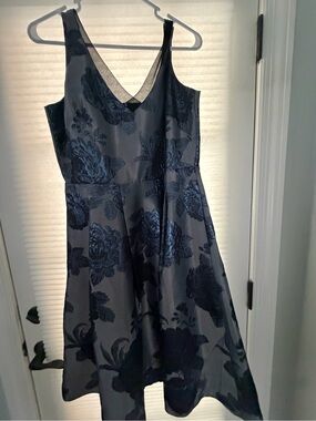White House Black Market Women's Navy Blue Floral A-Line Dress